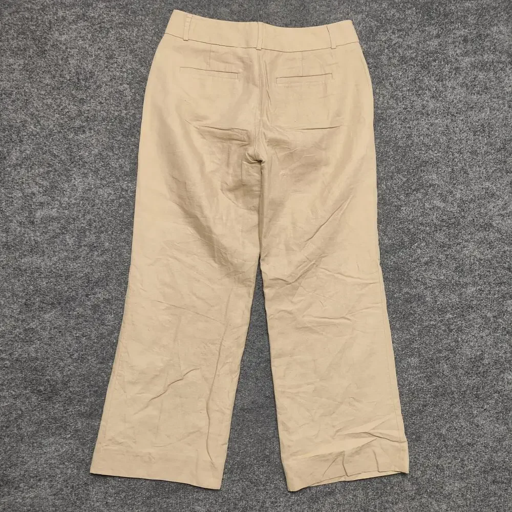 Banana Republic Pants Womens 4 Beige Linen Martin Fit Wide Leg Dress Workwear